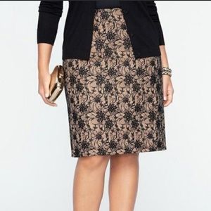 Talbots camel/black lace print skirt sz 6 NWOT